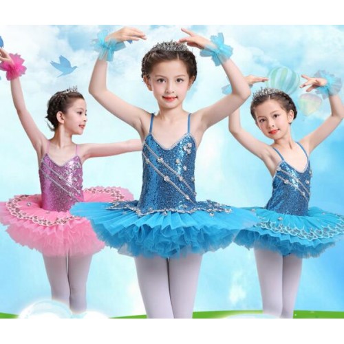 Pink turquoise blue children competition  pancake classical Party Costume Cosplay Girls Ballet Tutu Dress Tutu Ballet Dance Leotard Dress